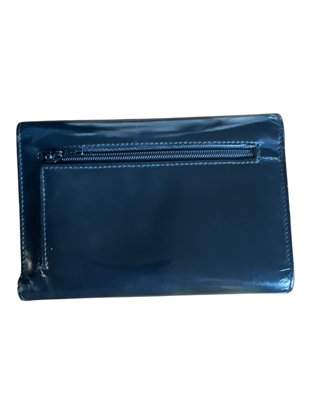 GUCCI VTG Black Patent Leather 4 Fold Wallet Snap Closure CC bills coins 6x4x1 - Picture 3 of 16